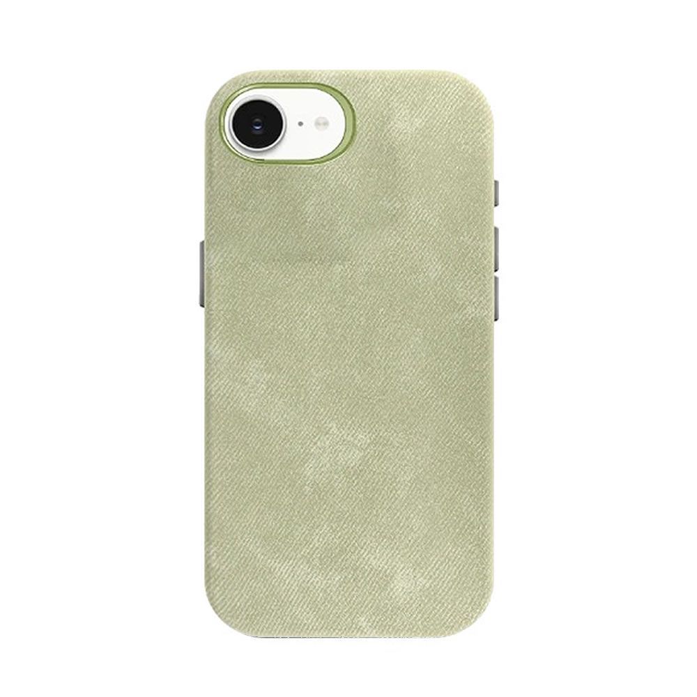 Apple iPhone 16e Green Leather Hard Silicone Case With MagSafe