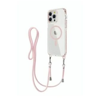 Apple Iphone 14 Pro Pink Bumper Silicone Gel Case MagSafe With Rope