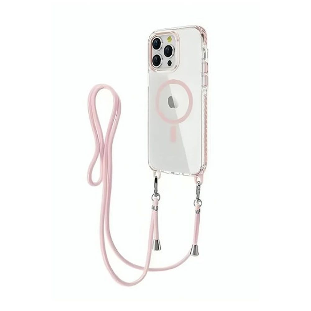 Apple Iphone 14 Pro Pink Bumper Silicone Gel Case MagSafe With Rope