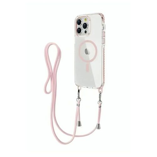 Capa Silicone Gel Bumper Apple Iphone 14 Pro Rosa MagSafe Com Corda
