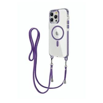 Capa Silicone Gel Bumper Apple Iphone 14 Pro Roxo MagSafe Com Corda