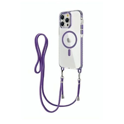 Capa Silicone Gel Bumper Apple Iphone 14 Pro Roxo MagSafe Com Corda