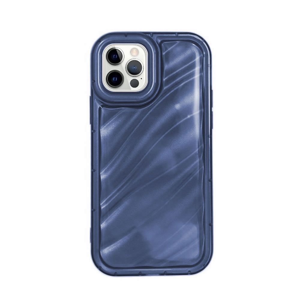 Capa Silicone Apple Iphone 14 Pro Max Azul Metalizada Com Efeito Ondulado