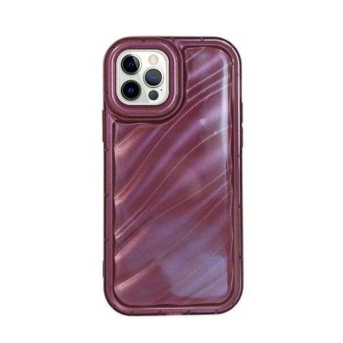 Capa Silicone Apple Iphone 14 Pro Max Bordô Metalizada Com Efeito Ondulado