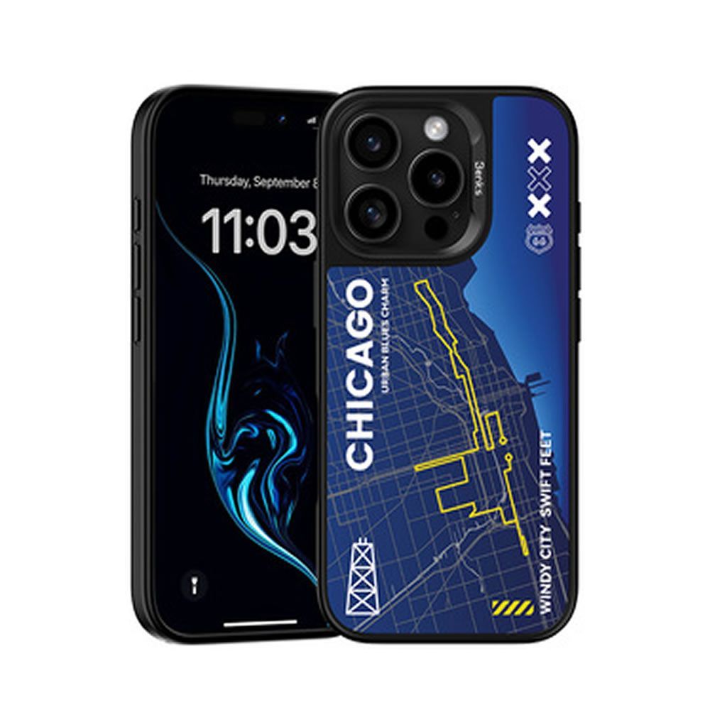 Capa Silicone TPU Apple iPhone 16 Pro Max Azul Chicago City