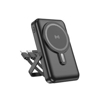 Power Bank Borofone BJ67 Preto 10000mAh Com MagSafe E Cabo USB-A, USB-C E Lightning