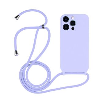 Apple iPhone 12 Pro Max Lilac Silicone Case With Camera Protector And String