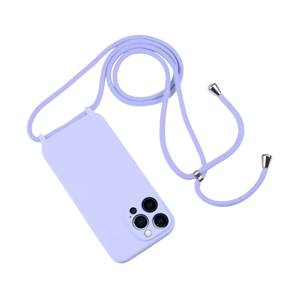 Apple iPhone 12 Pro Max Lilac Silicone Case With Camera Protector And String