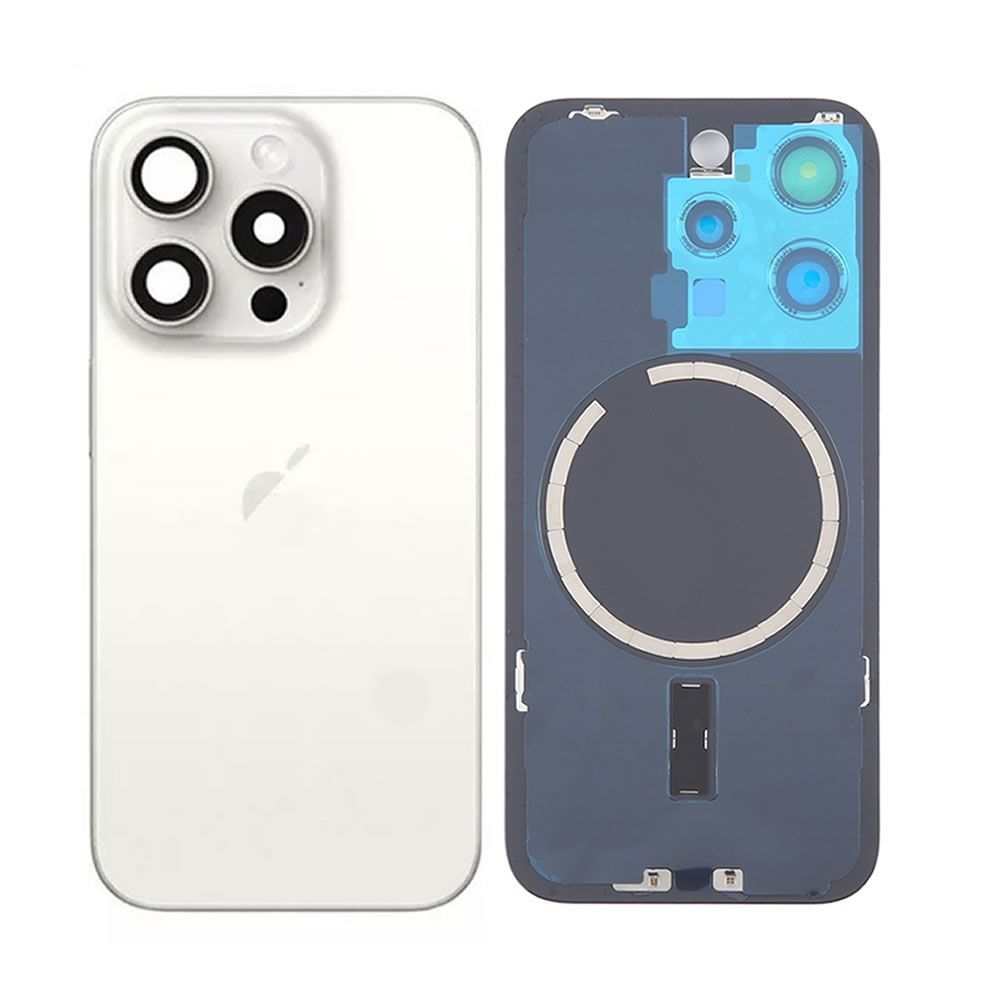 Apple Iphone 15 Pro White Titanium Back Cover With Camera Lens
