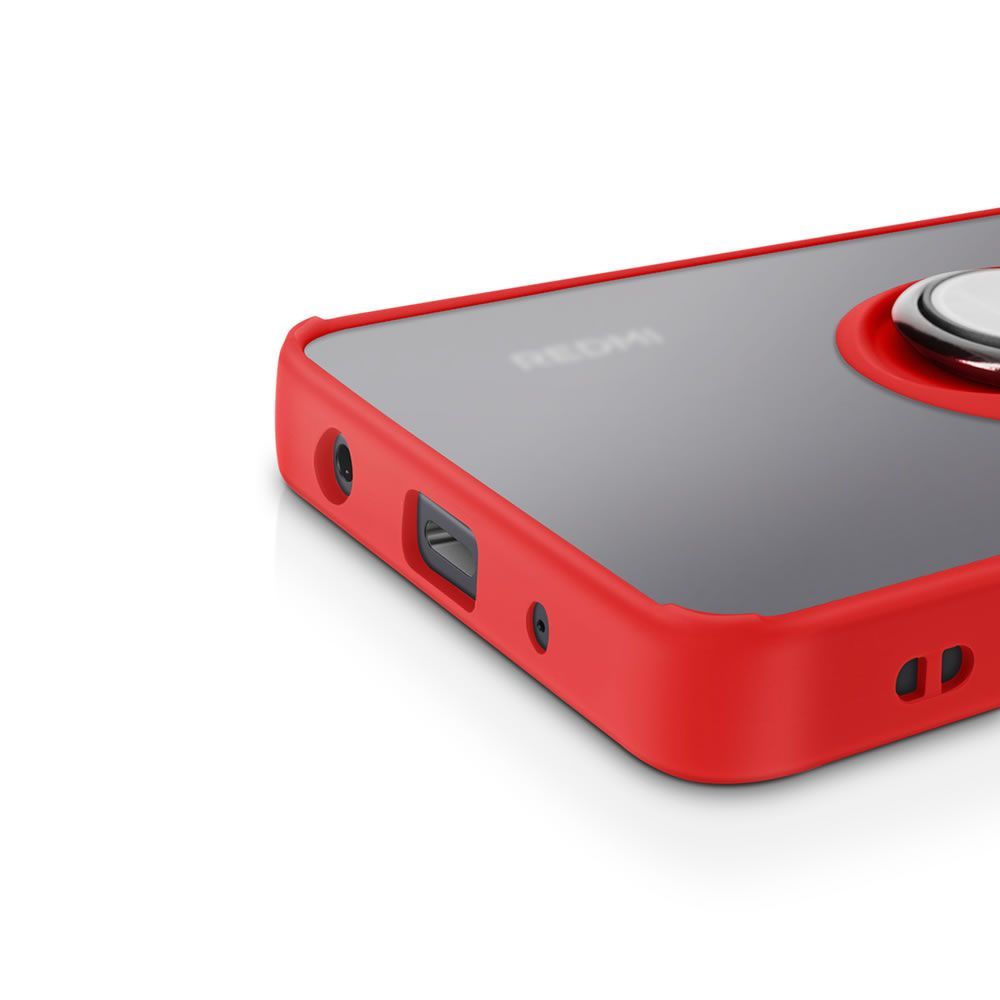 Xiaomi Redmi A5 Red TPU Silicone Case With Magnetic Finger Ring