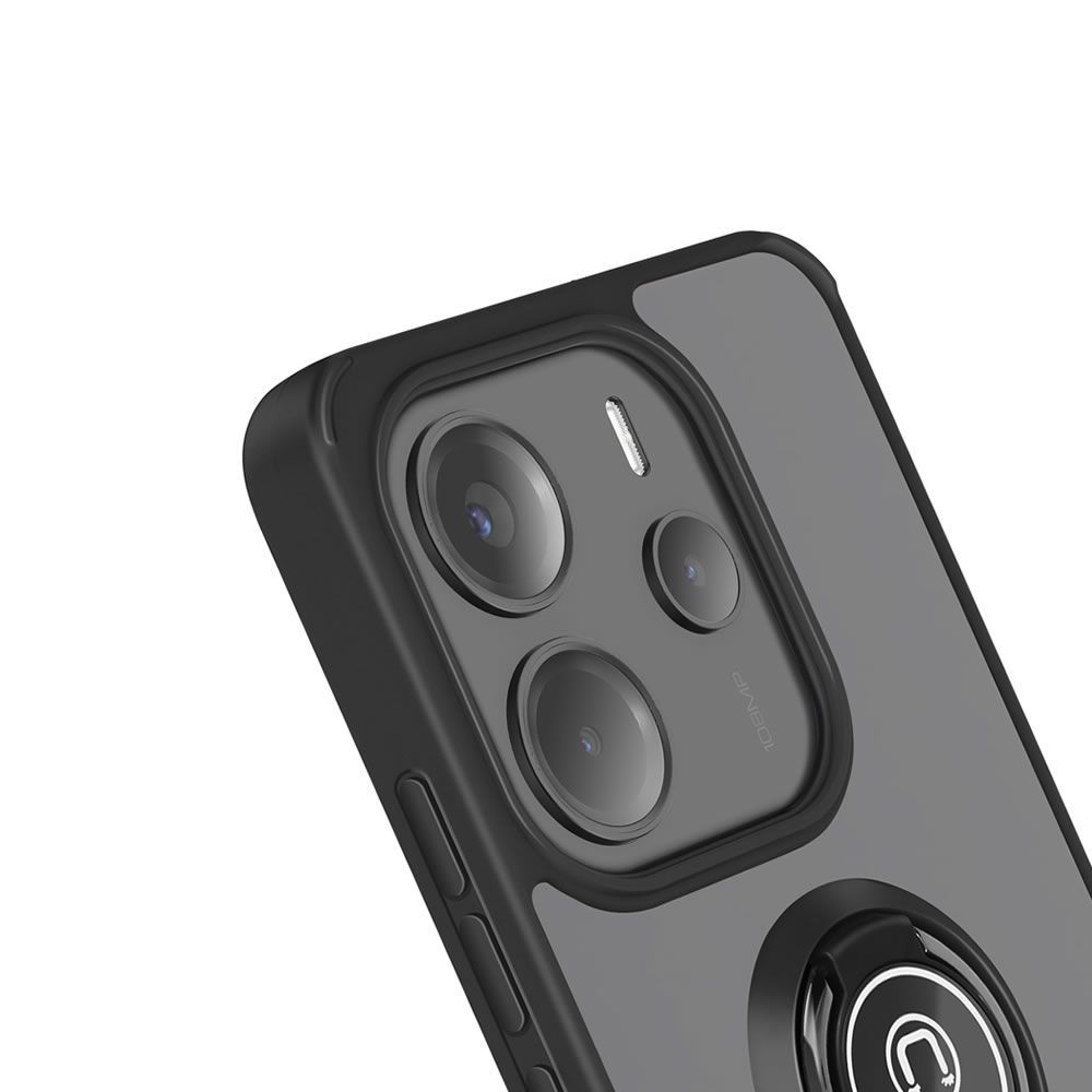 Capa Silicone TPU Com Anel De Dedo Magnético Xiaomi Redmi Note 14 4G Preto