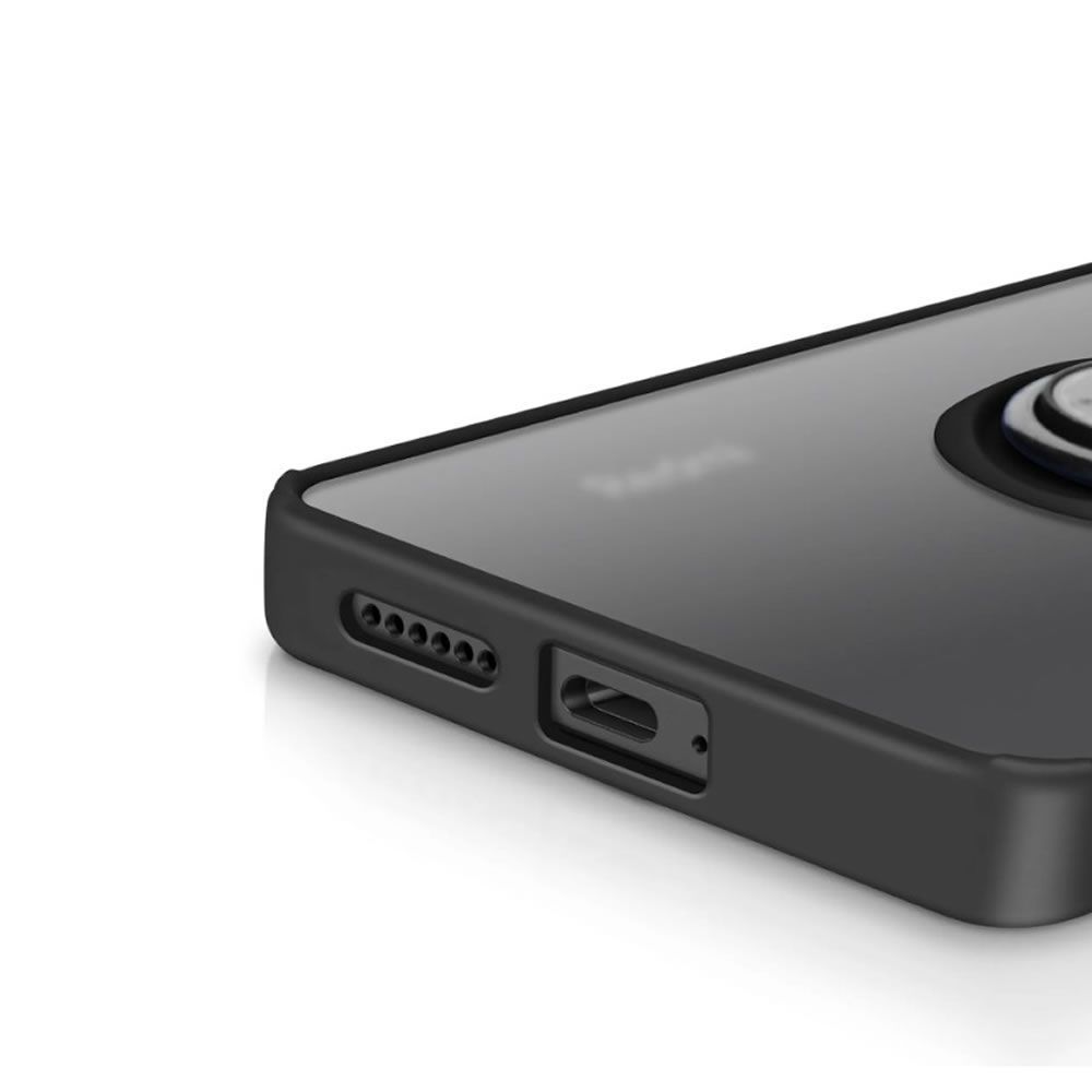 Capa Silicone TPU Com Anel De Dedo Magnético Xiaomi Redmi Note 14 4G Preto