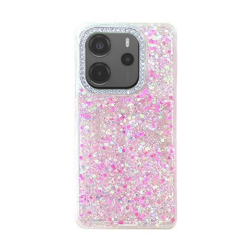 Xiaomi Redmi Note 14 4G Pink Glitter Hard Silicone Case