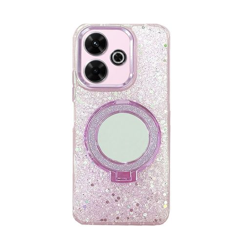 Xiaomi Redmi 13 4G/5G Pink Hard Silicone Case With Finger Ring And Mirror