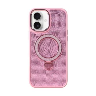 Apple iPhone 17 Pink Glitter Silicone Case With Stand