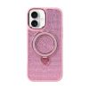 Apple iPhone 17 Pink Glitter Silicone Case With Stand
