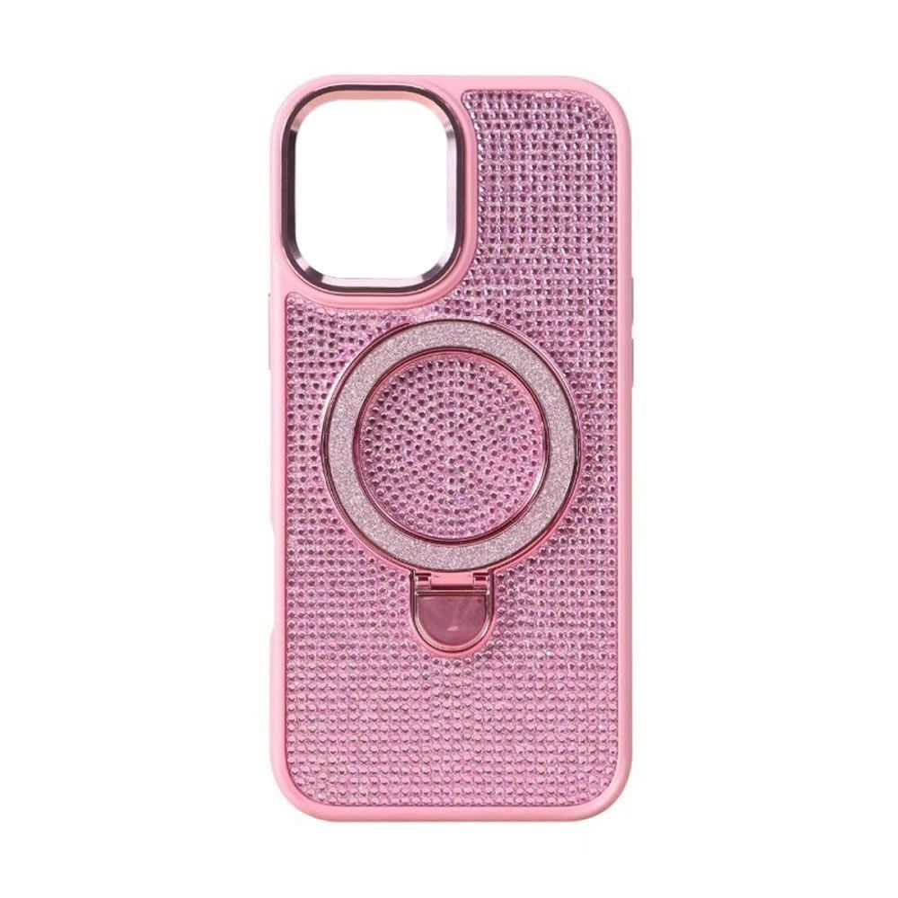 Apple iPhone 17 Pink Glitter Silicone Case With Stand