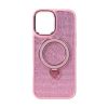 Apple iPhone 17 Pink Glitter Silicone Case With Stand