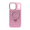 Apple iPhone 17 Pro Max Pink Glitter Silicone Case With Stand