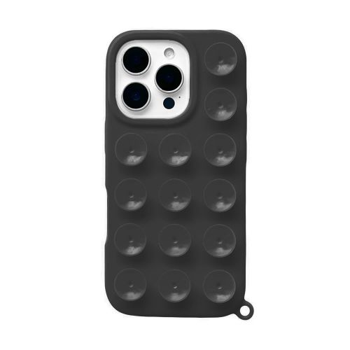 Capa Silicone Apple Iphone 16 Pro Preto Com Ventosas
