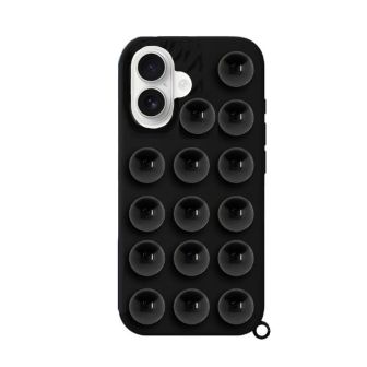 Apple iPhone 16 Black Silicone Case With Suction Cups