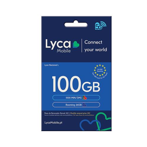 Lyca 100GB 1000 min/SMS SIM Card