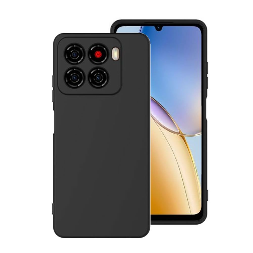 Capa Silicone ZTE Blade A56 Preto Com Protetor De Câmera