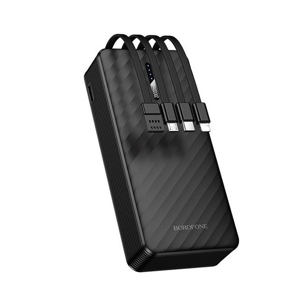 Power Bank Borofone BJ84A Preto 20000mAh Com Cabo USB-A/USB-C/Micro USB E Lightning