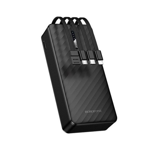 Power Bank Borofone BJ84A Preto 20000mAh Com Cabo USB-A/USB-C/Micro USB E Lightning