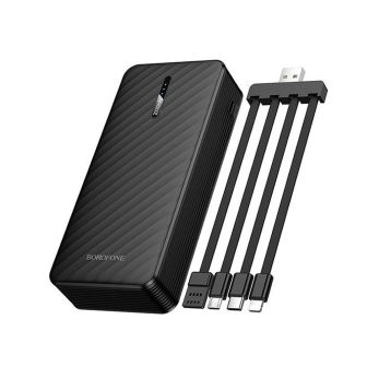 Power Bank Borofone BJ84A Preto 20000mAh Com Cabo USB-A/USB-C/Micro USB E Lightning