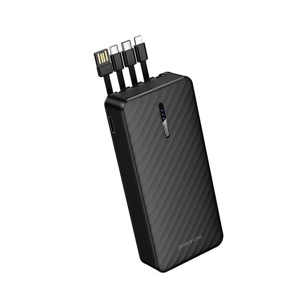 Power Bank Borofone BJ84A Preto 20000mAh Com Cabo USB-A/USB-C/Micro USB E Lightning