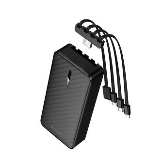 Power Bank Borofone BJ84A Preto 20000mAh Com Cabo USB-A/USB-C/Micro USB E Lightning