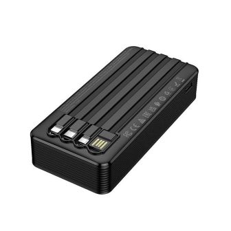 Power Bank Borofone BJ84A Preto 20000mAh Com Cabo USB-A/USB-C/Micro USB E Lightning