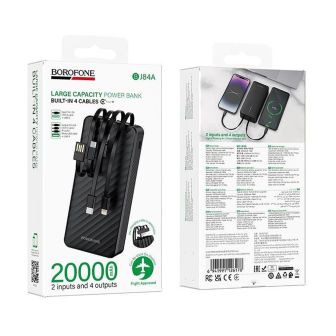Borofone BJ84A Black 20000mAh Power Bank With Cable USB-A/USB-C/Micro USB And Lightning
