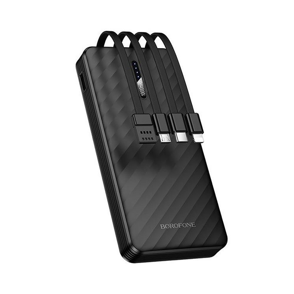 Borofone BJ84 Black 10000mAh Power Bank With Cable USB-A/USB-C/Micro USB And Lightning