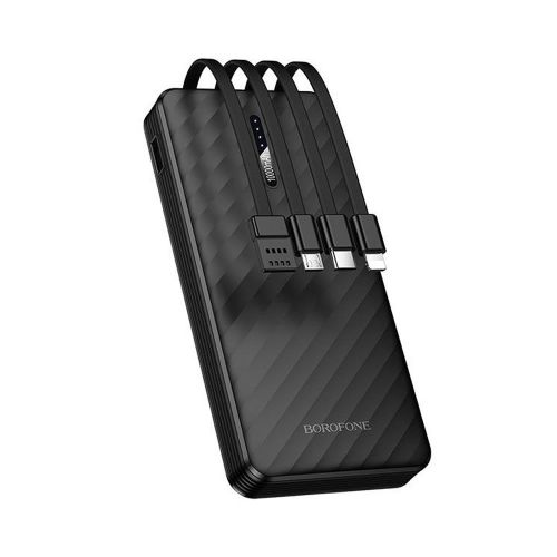 Power Bank Borofone BJ84 Preto 10000mAh Com Cabo USB-A/USB-C/Micro USB E Lightning