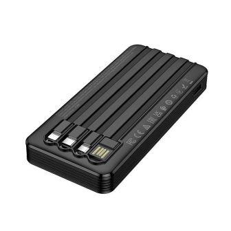 Borofone BJ84 Black 10000mAh Power Bank With Cable USB-A/USB-C/Micro USB And Lightning