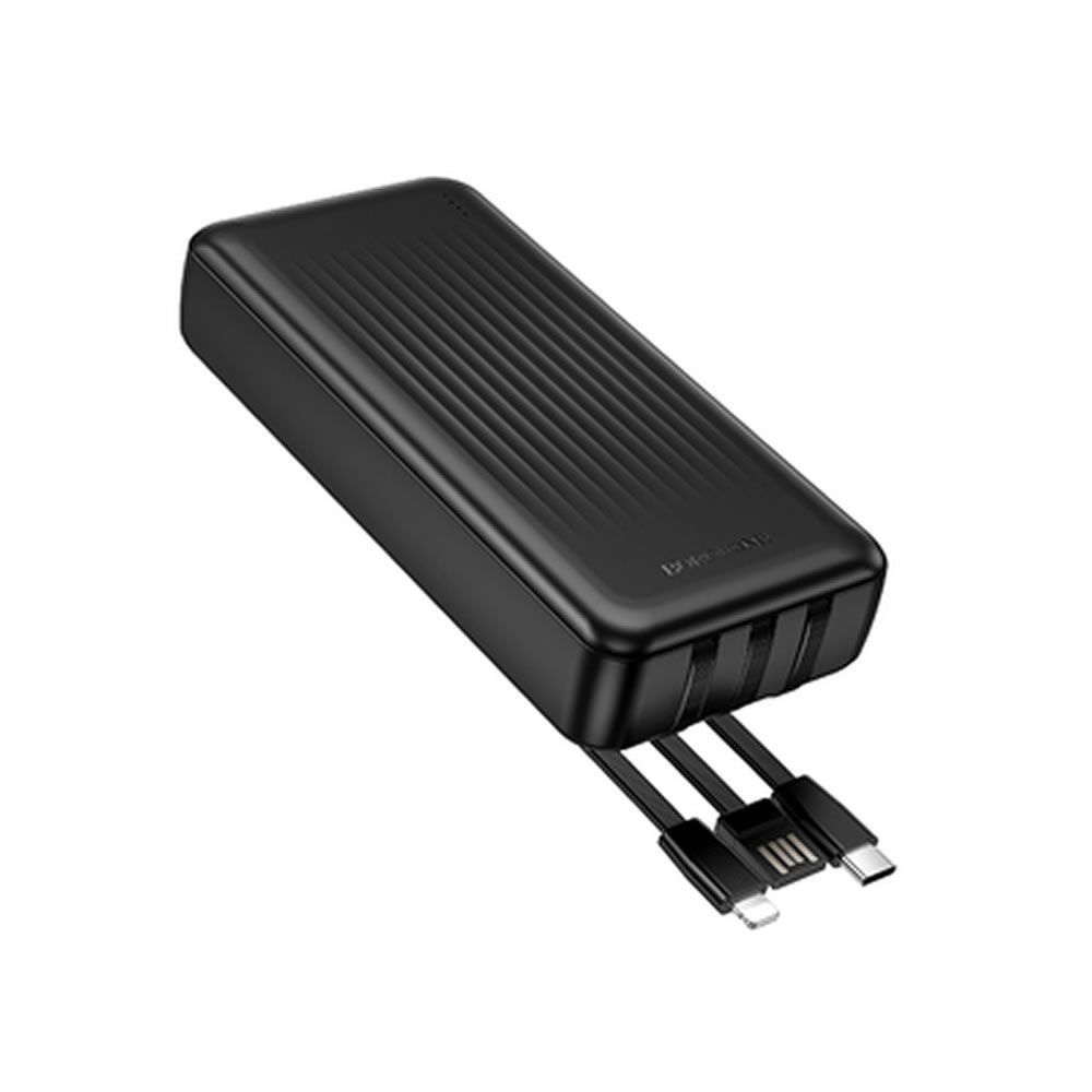 Power Bank Borofone BJ79A Preto 20000mAh Com Cabo USB-A/USB-C E Lightning