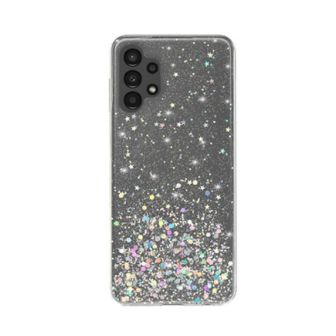 Samsung Galaxy A13 4G Transparent Bling Glitter Silicone Case With Camera Protector