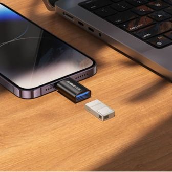 Adaptador Borofone BV26 Preto USB-A Para Lightning