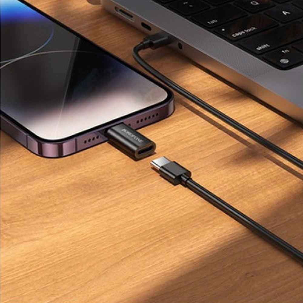 Adaptador Borofone BV26A Preto USB-C Para Lightning