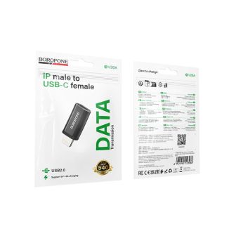Adaptador Borofone BV26A Preto USB-C Para Lightning