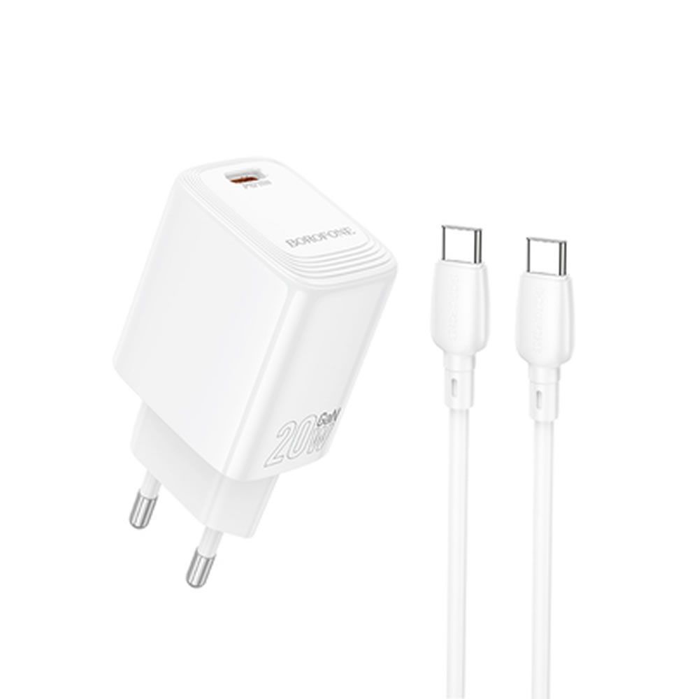 Borofone BN26 White 240V Charger 20W 3.0A USB-C To Type-C