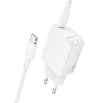 Borofone BN26 White 240V Charger 20W 3.0A USB-C To Type-C