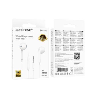 Auricular Borofone BM100 Branco 1.2m 3.5mm Com Microfone