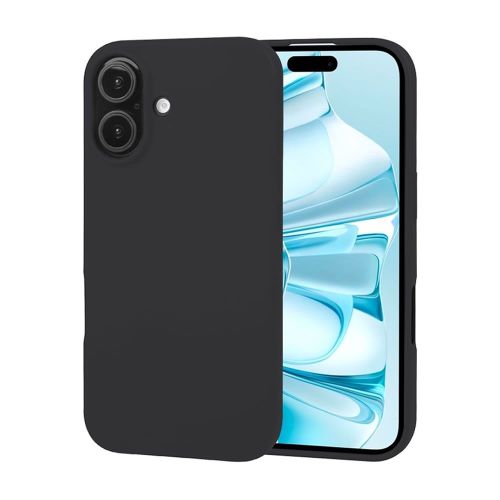 Silicone Case for Apple Iphone 16 Black with Camera Protector