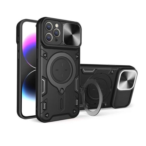 Apple Iphone 17 Pro Max Black Silicone Tpu Case+Suport With Camera Protector