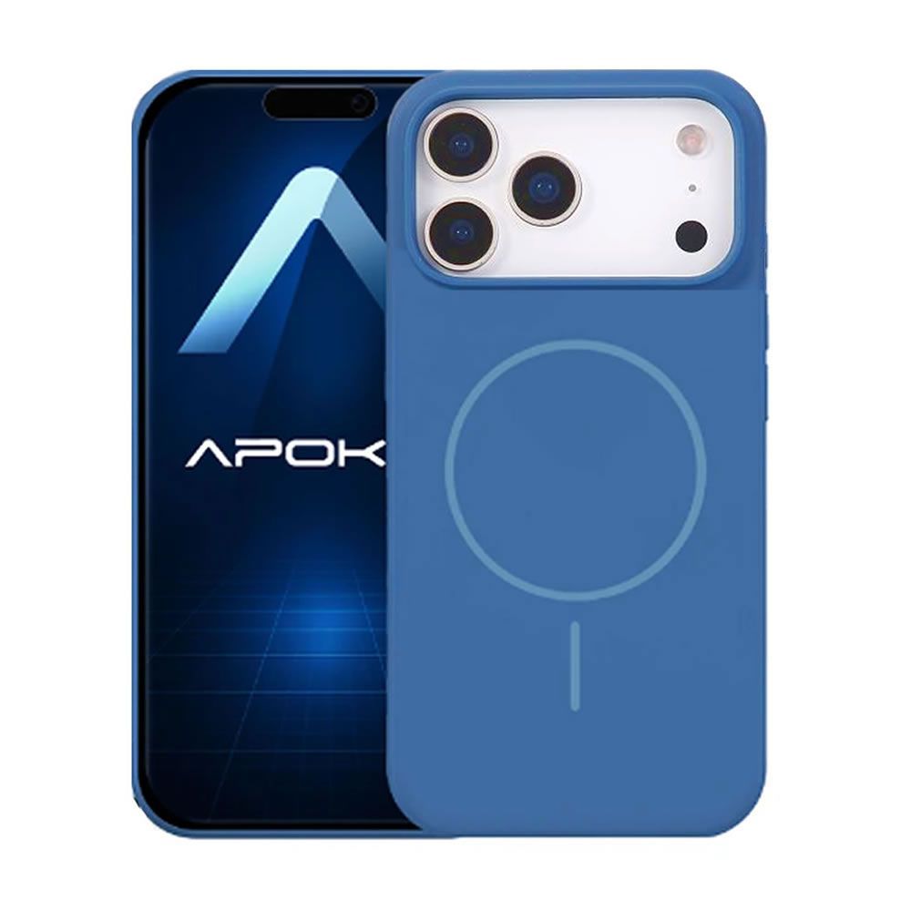 Capa Silicone Apple Iphone 17 Pro Max Azul Escuro Magsafe