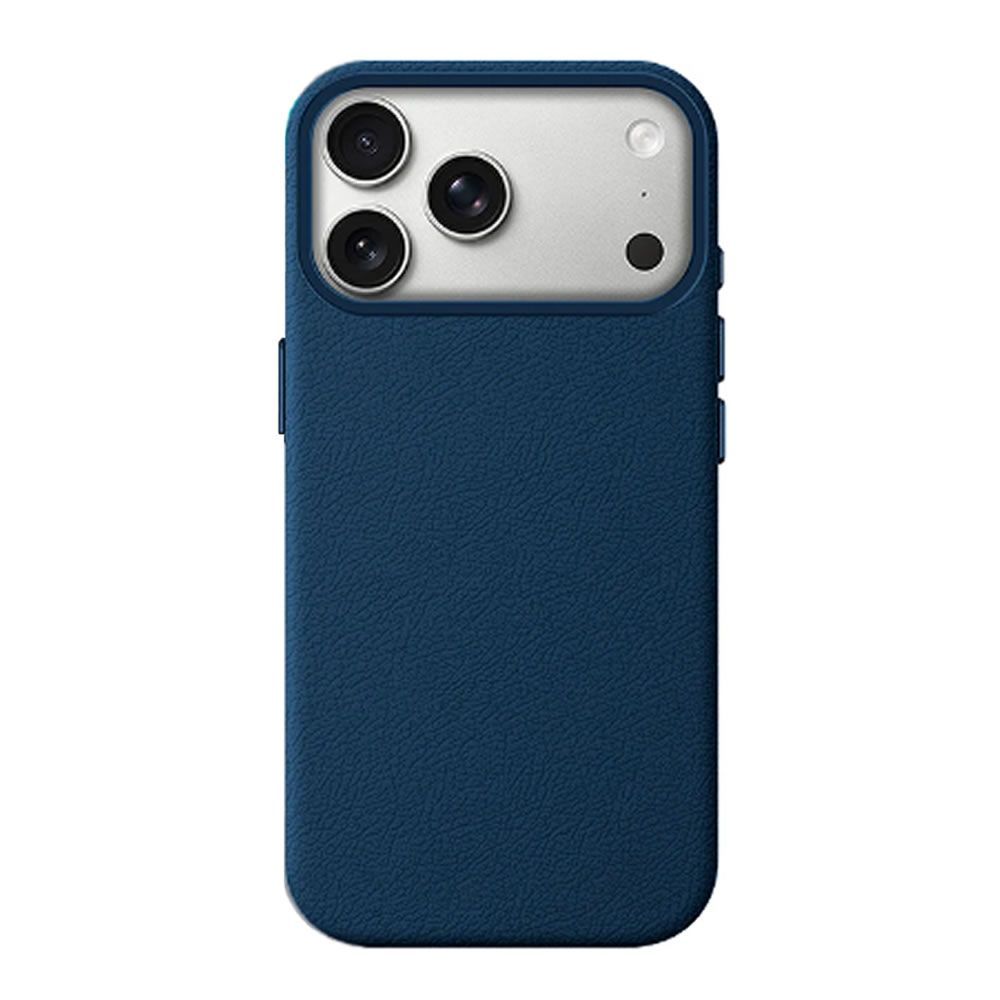 Capa Silicone Dura Apple Iphone 17 Pro Max Azul Couro