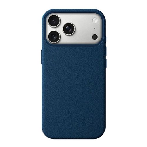 Capa Silicone Dura Apple Iphone 17 Pro Max Azul Couro